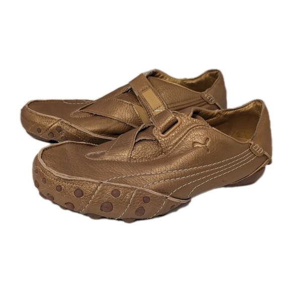 Puma Shoes - Vintage Puma Amoko 2 Womens 9.5 Brown Croc Embossed Leather Driving Loafers